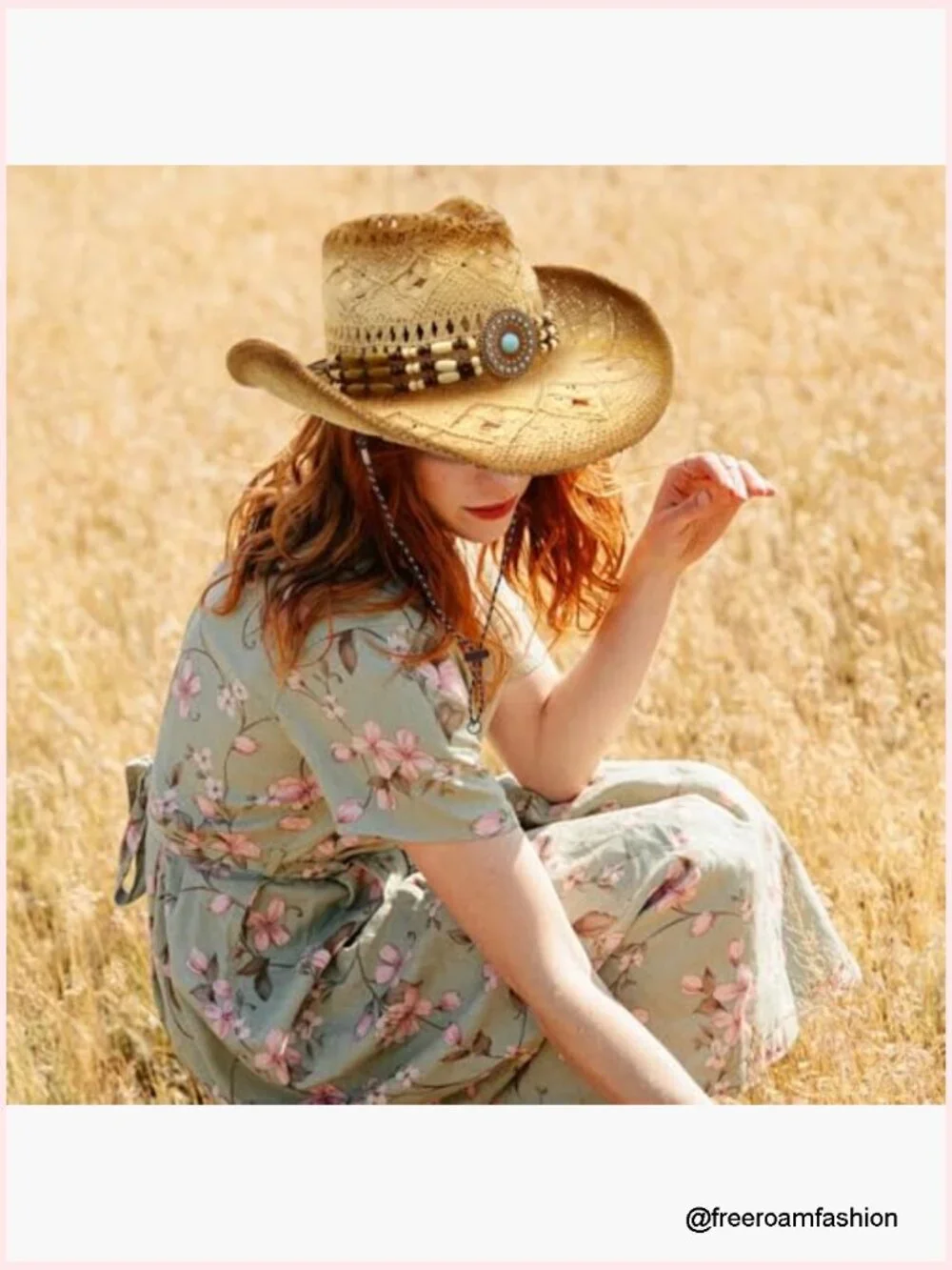 Straw Cowboy Hat Wide Brim Western Cowgirl Cowboy Summer
